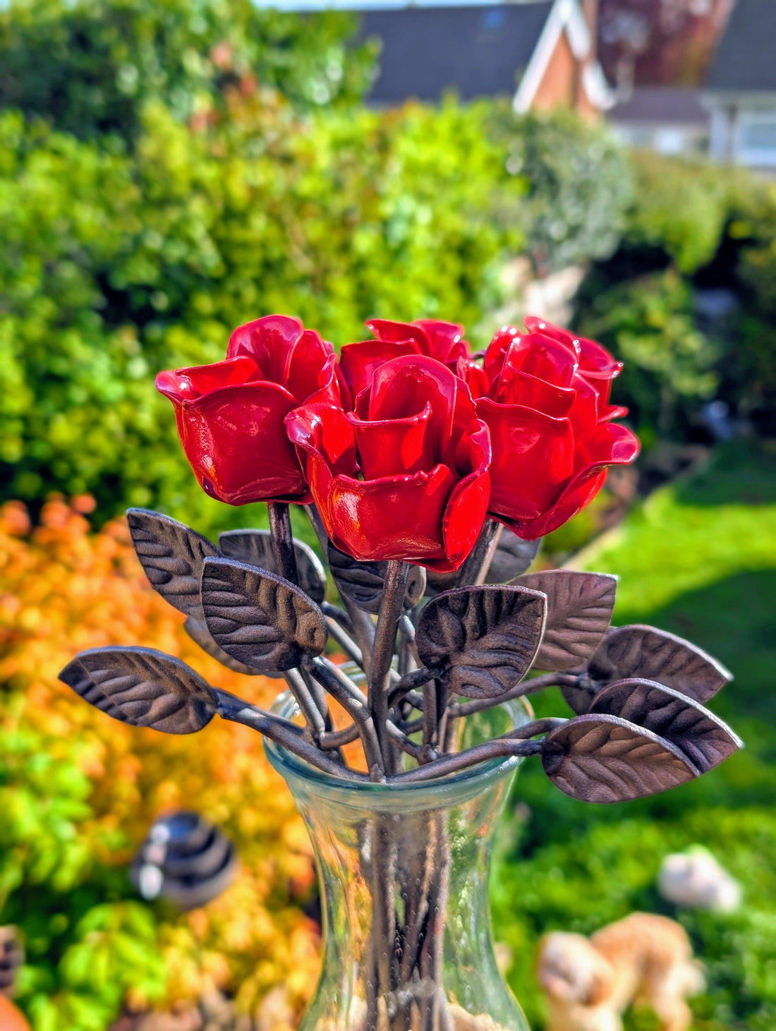 Metal Rusty Red Rose