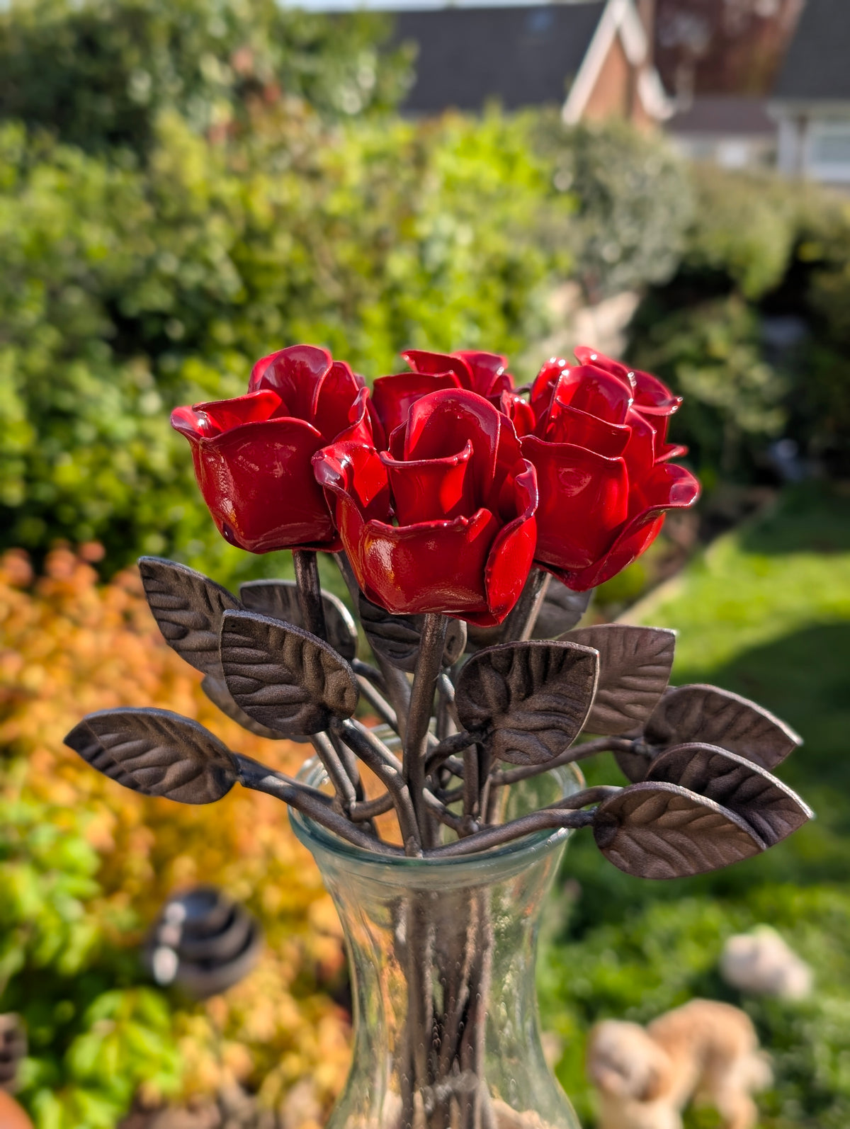 Metal Rusty Red Rose