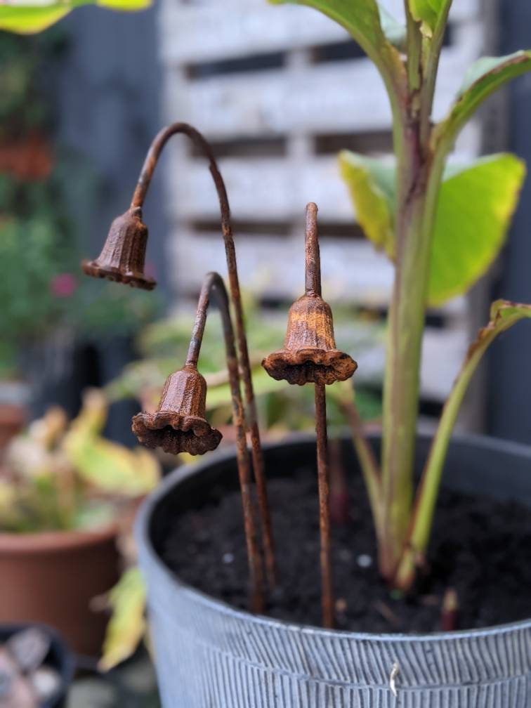 Metal Bluebells Garden Sculptures - Rusty Metal Garden Flowers