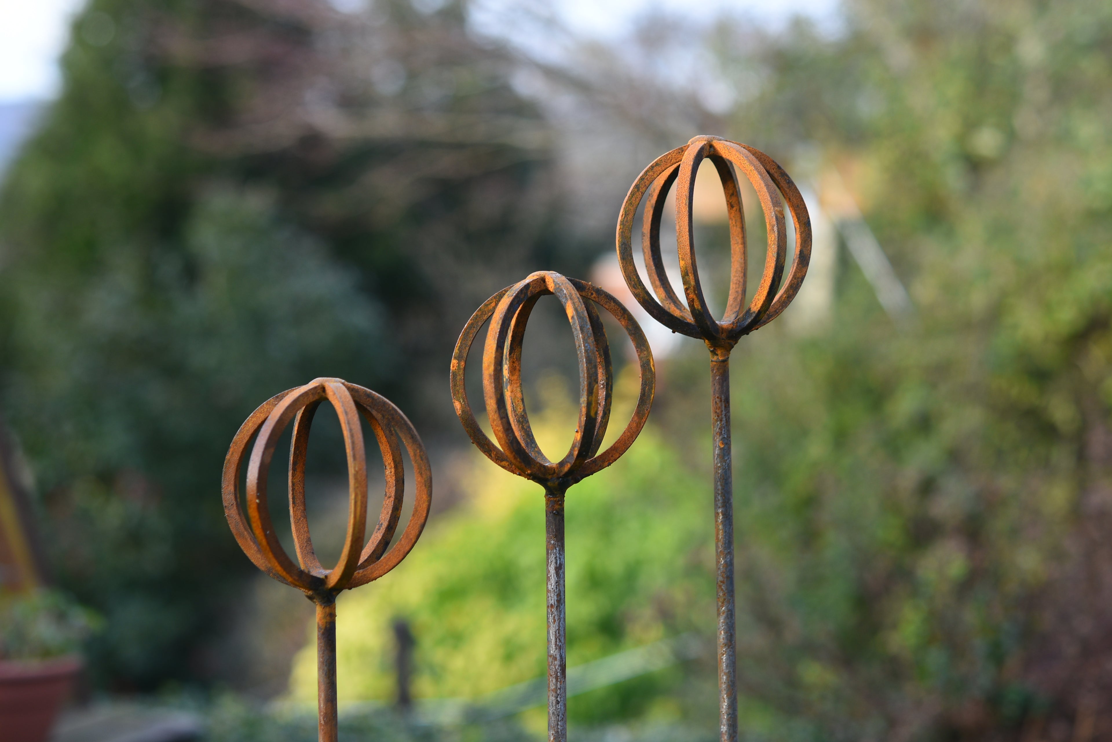 Rusty Metal Garden Baskets