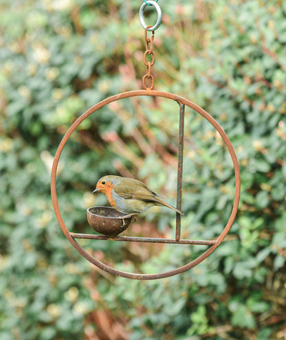 Rusty Metal Abstract Hanging Bird Feeder