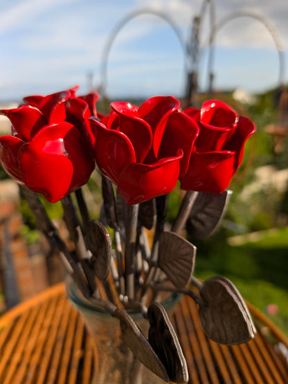 Metal Rusty Red Rose