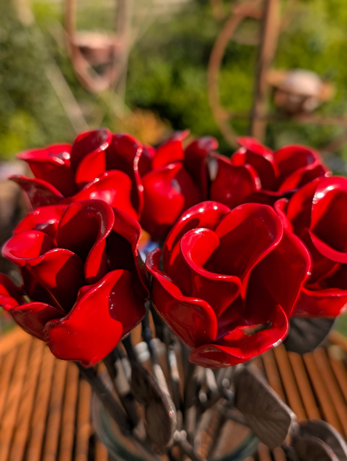 Metal Rusty Red Rose