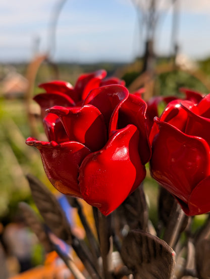 Metal Rusty Red Rose