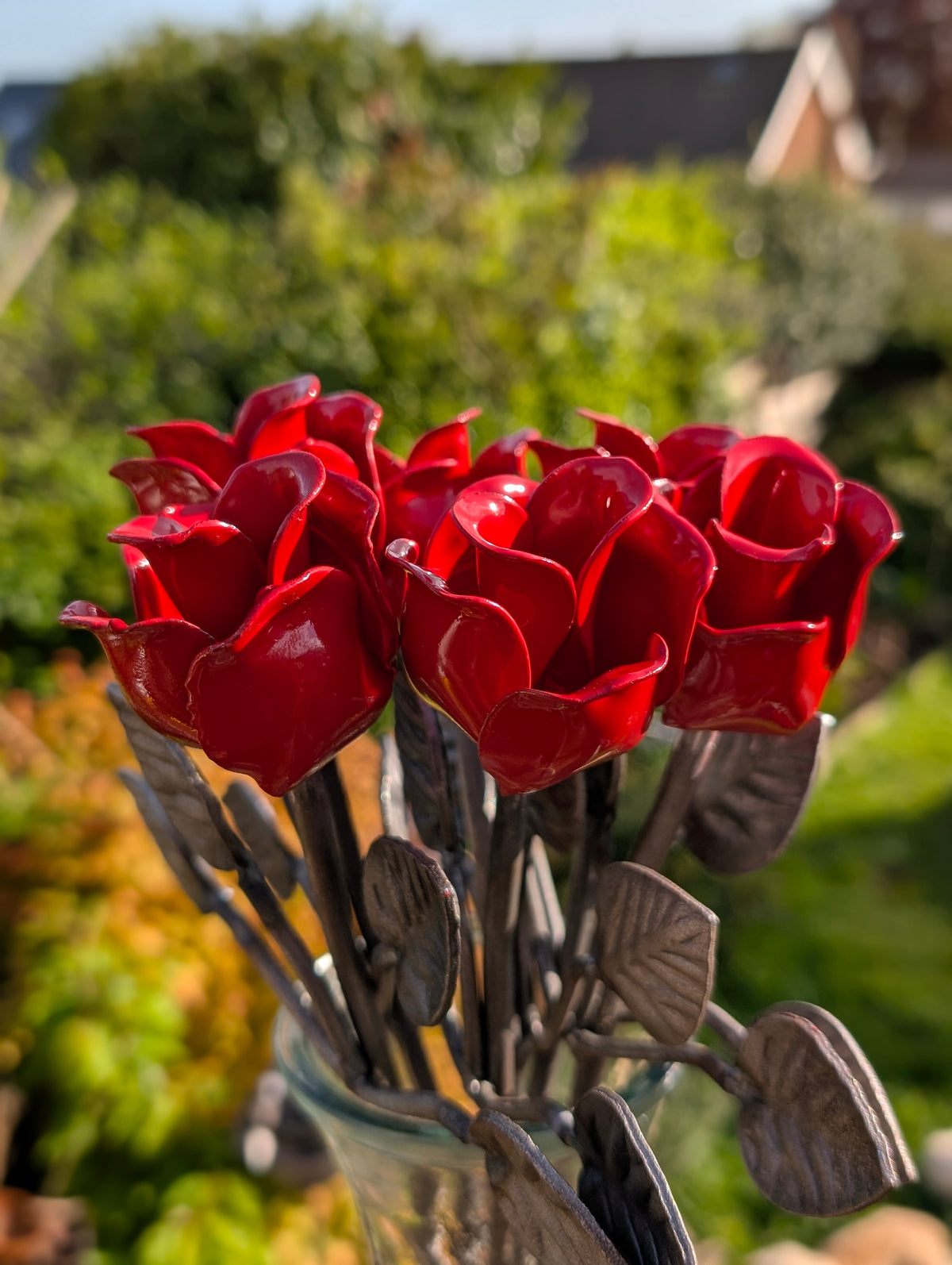 Metal Rusty Red Rose