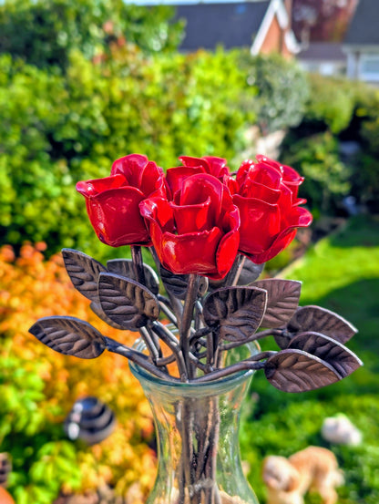 Metal Rusty Red Rose