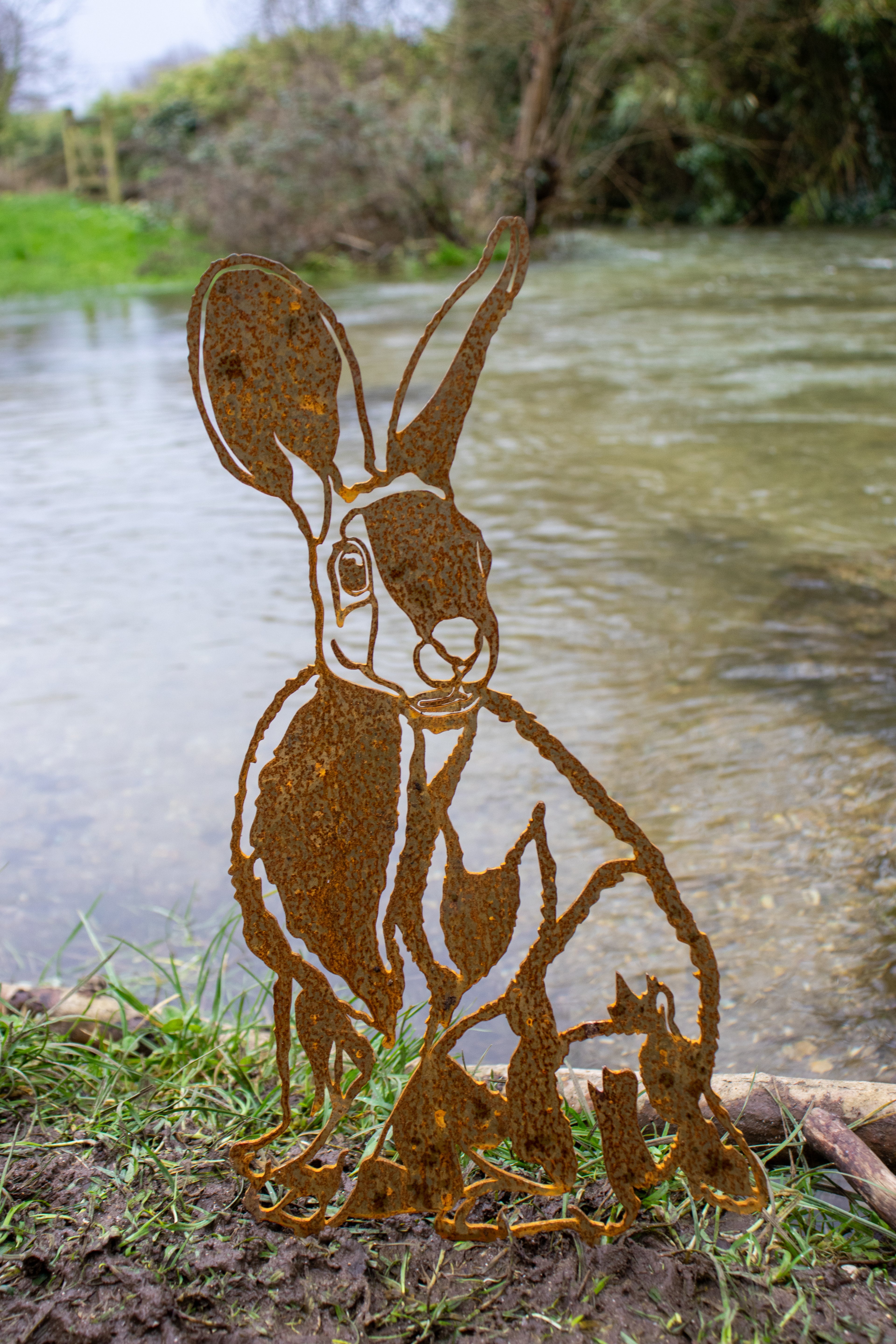 Rusty Hare Garden Ornament