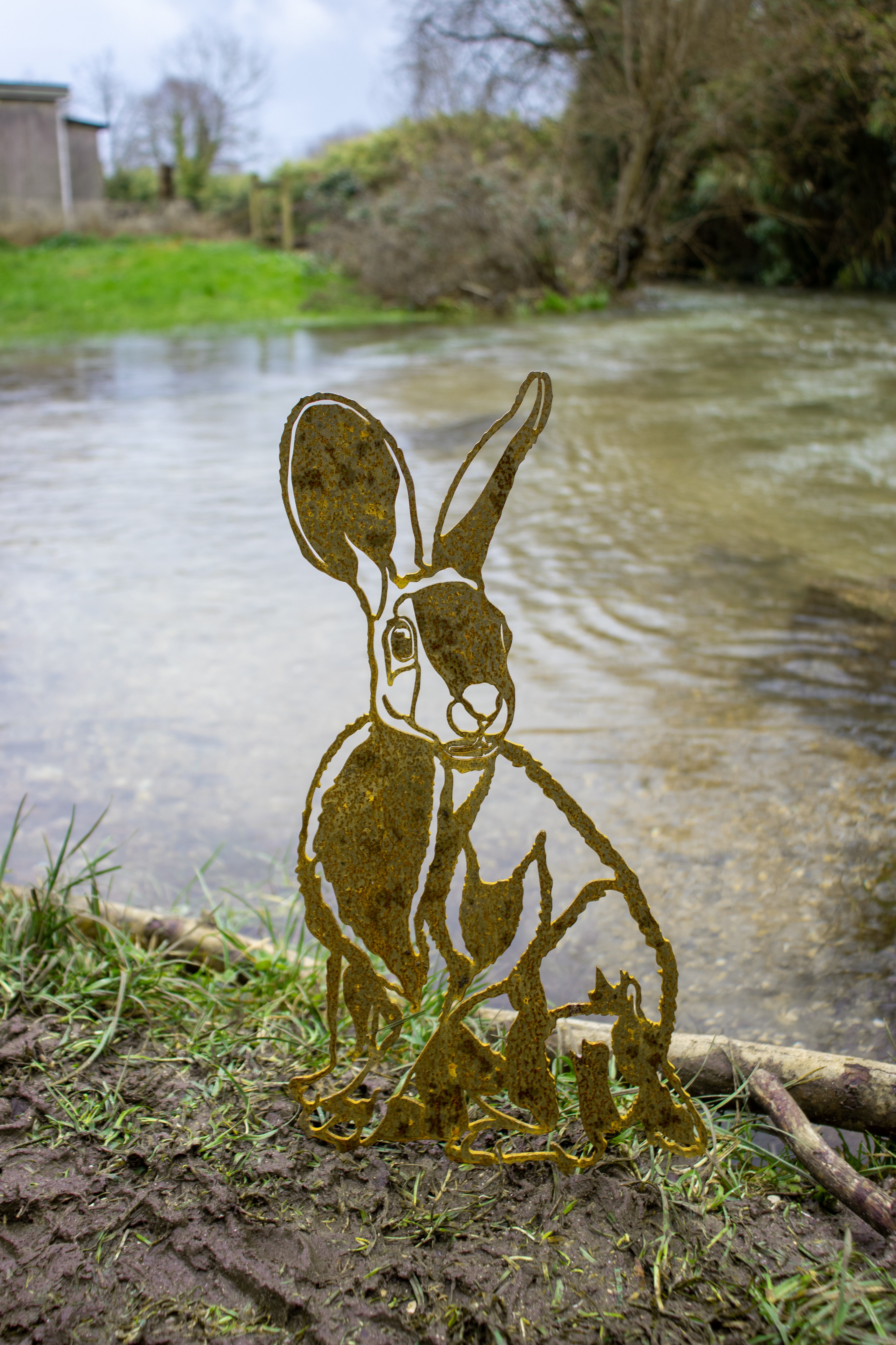 Rusty Hare Garden Ornament