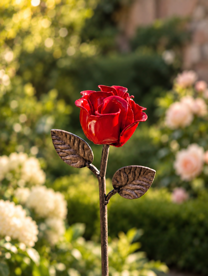 Metal Rusty Red Rose