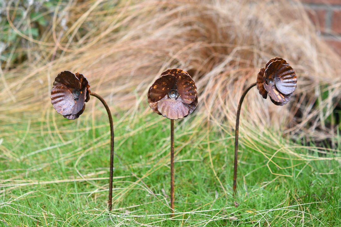 Metal Garden Poppy Flower