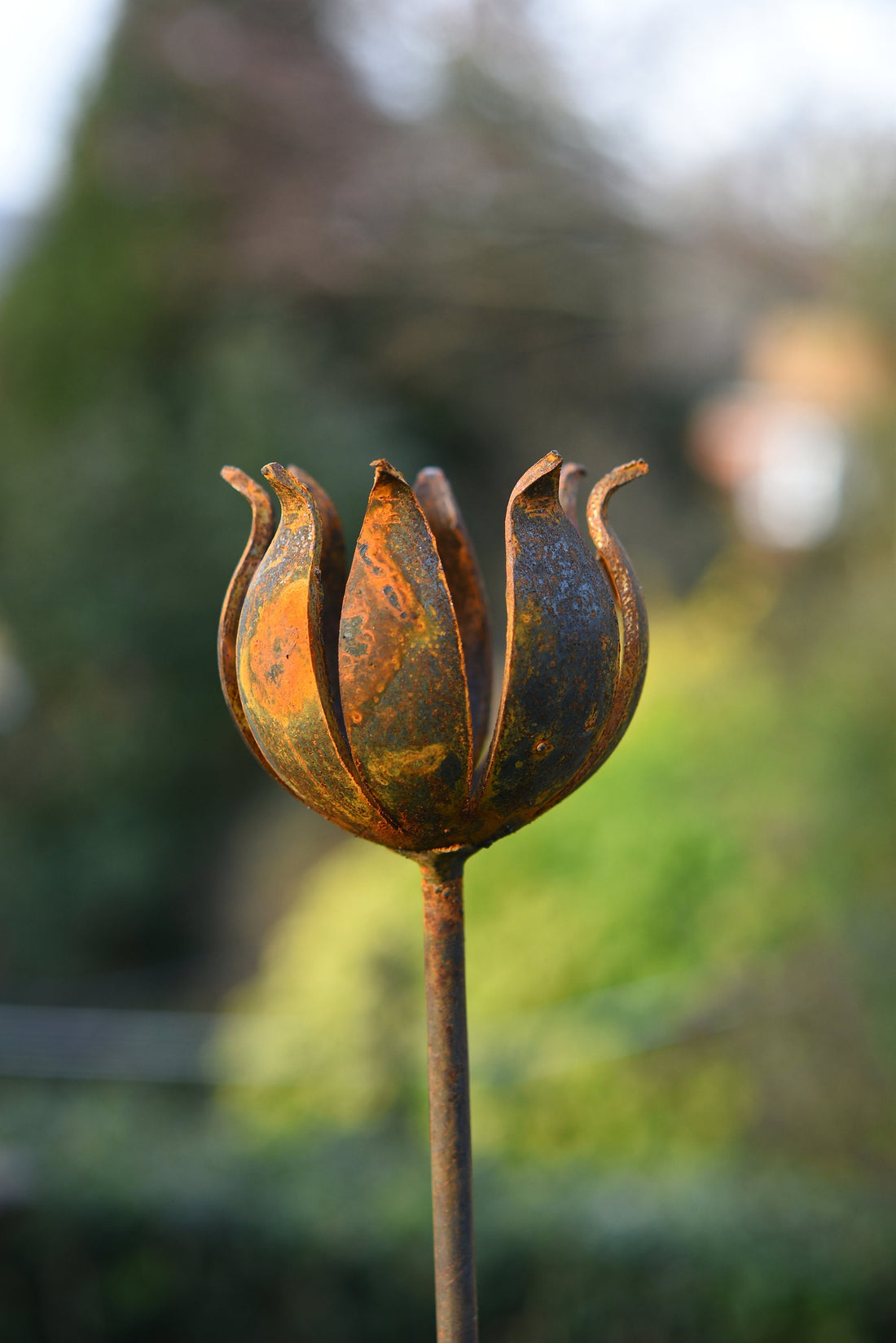 Rusty Metal Garden Flower Sculpture