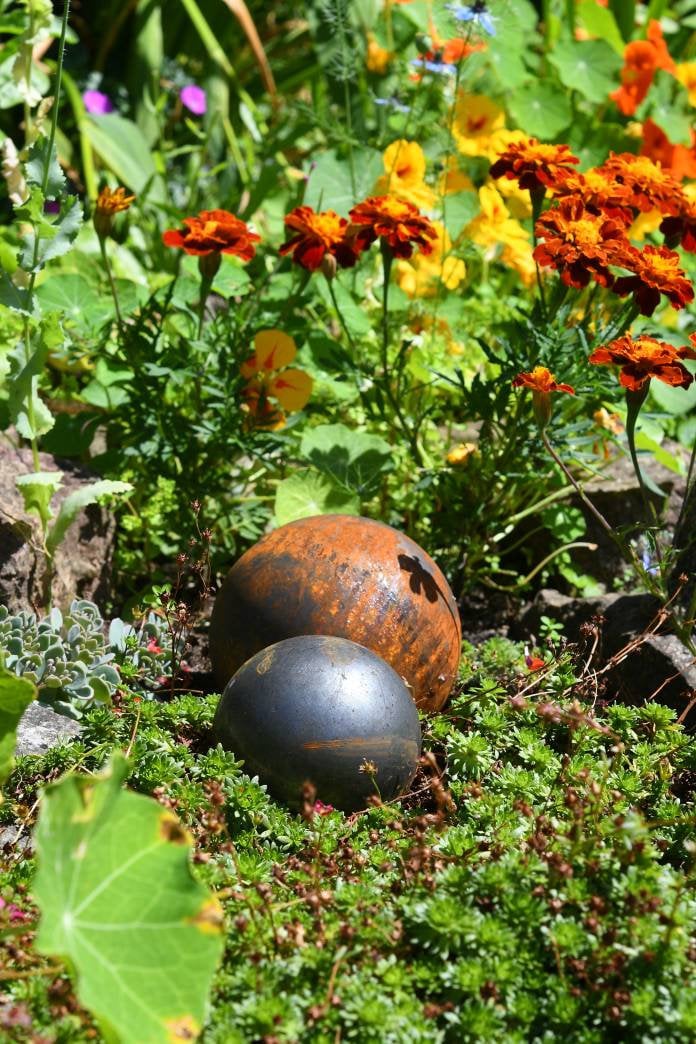 rusty ball ornament