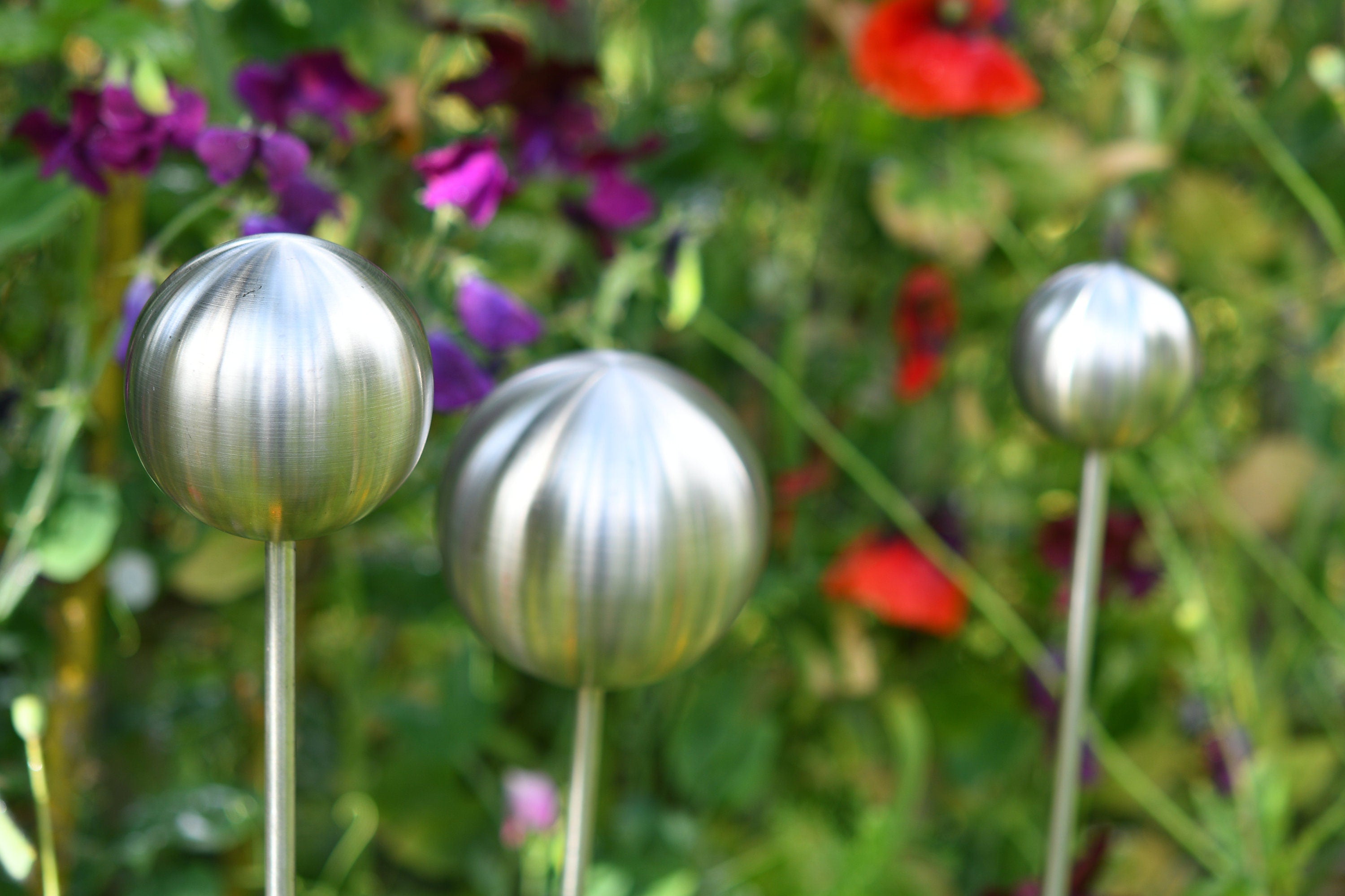 Stainless Steel Plant Stake | Silver Garden Sculpture | Silver Garden Balls | Silver Ornament.