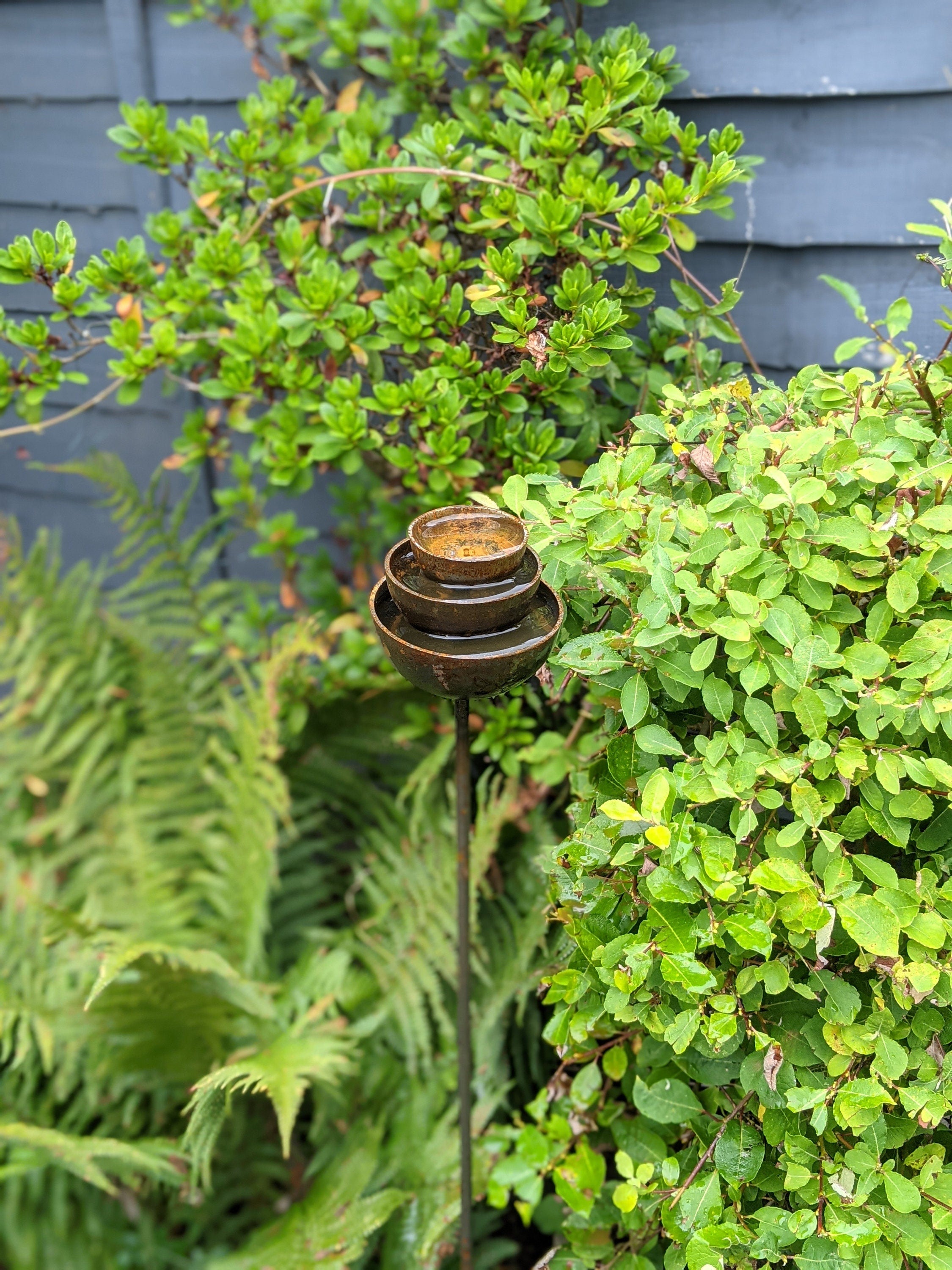 Rain Catcher Fountain | Plant Support | Rusts with Rain.