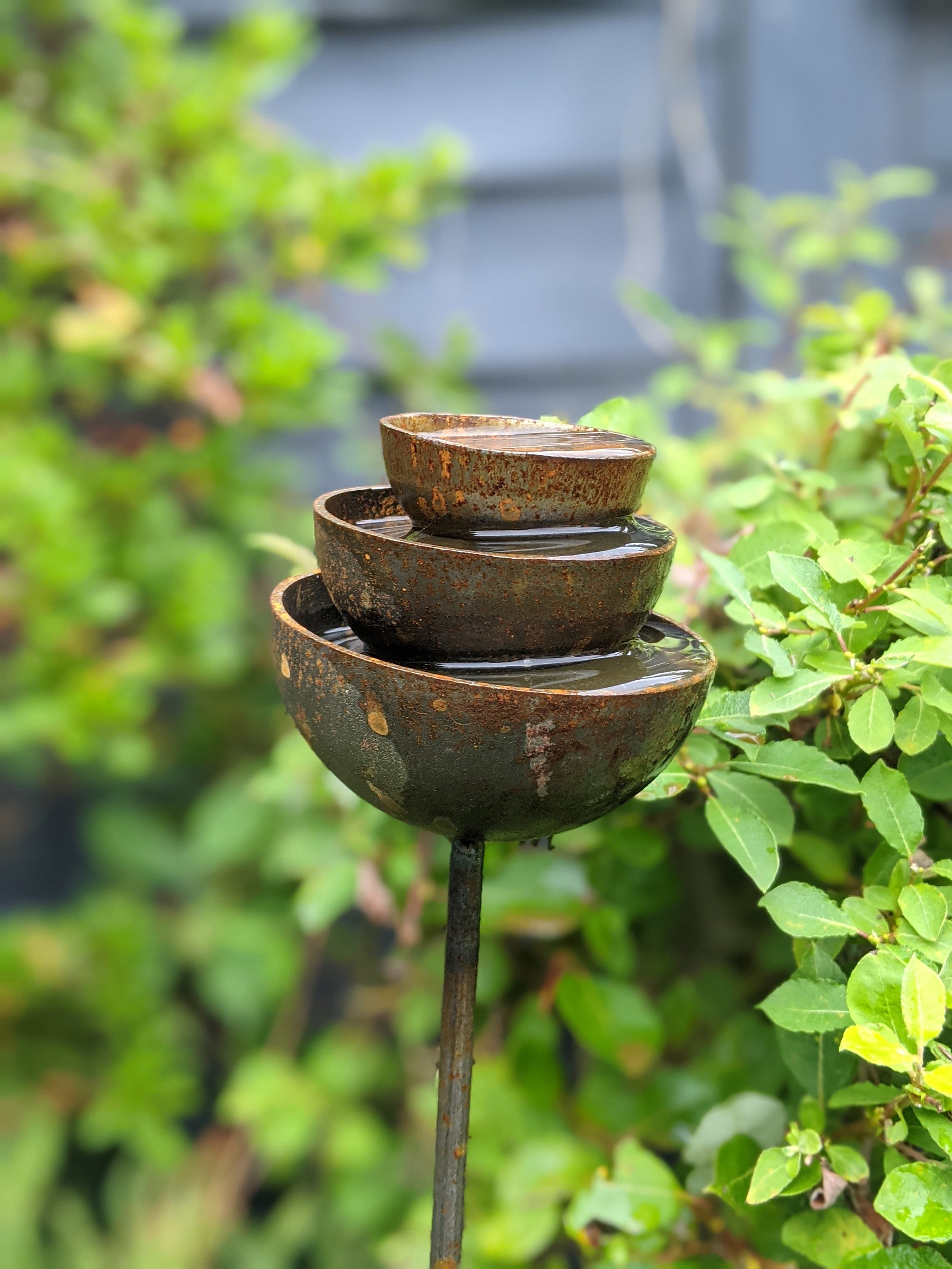 Rain Catcher Fountain | Plant Support | Rusts with Rain.
