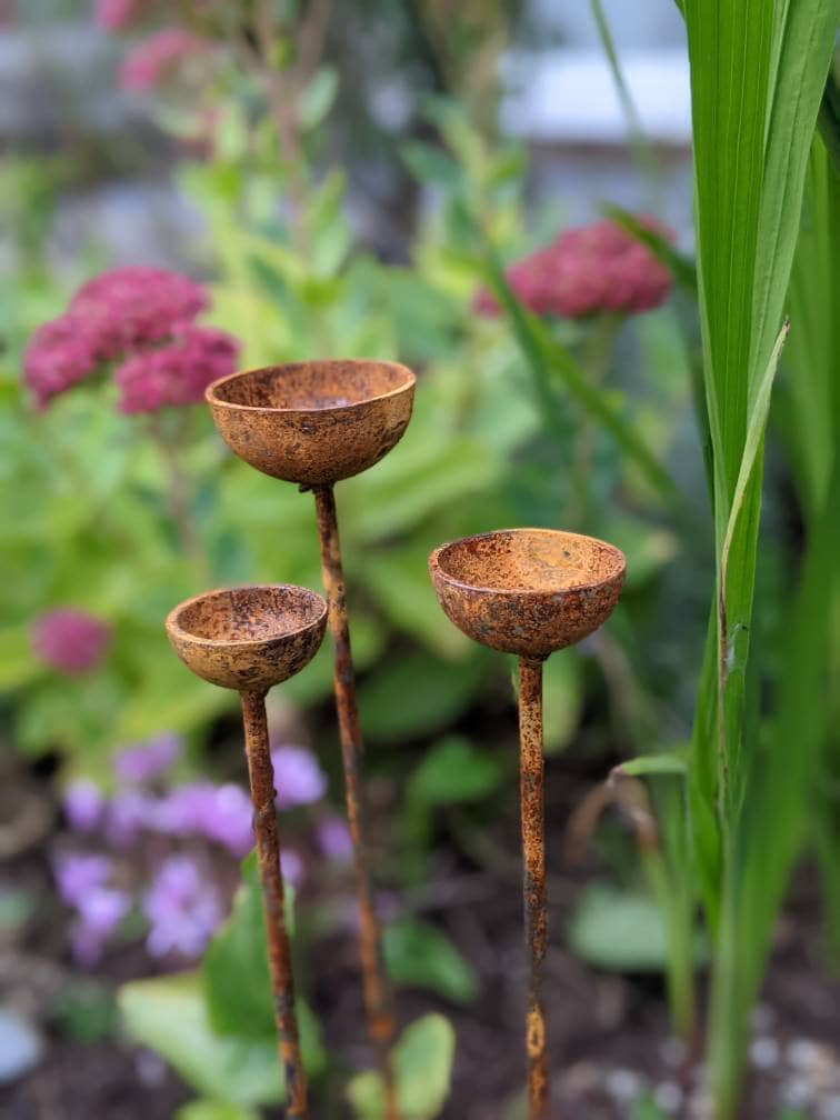 Small Rain Catchers | Rain Catcher Trio | Rusts with Rain.